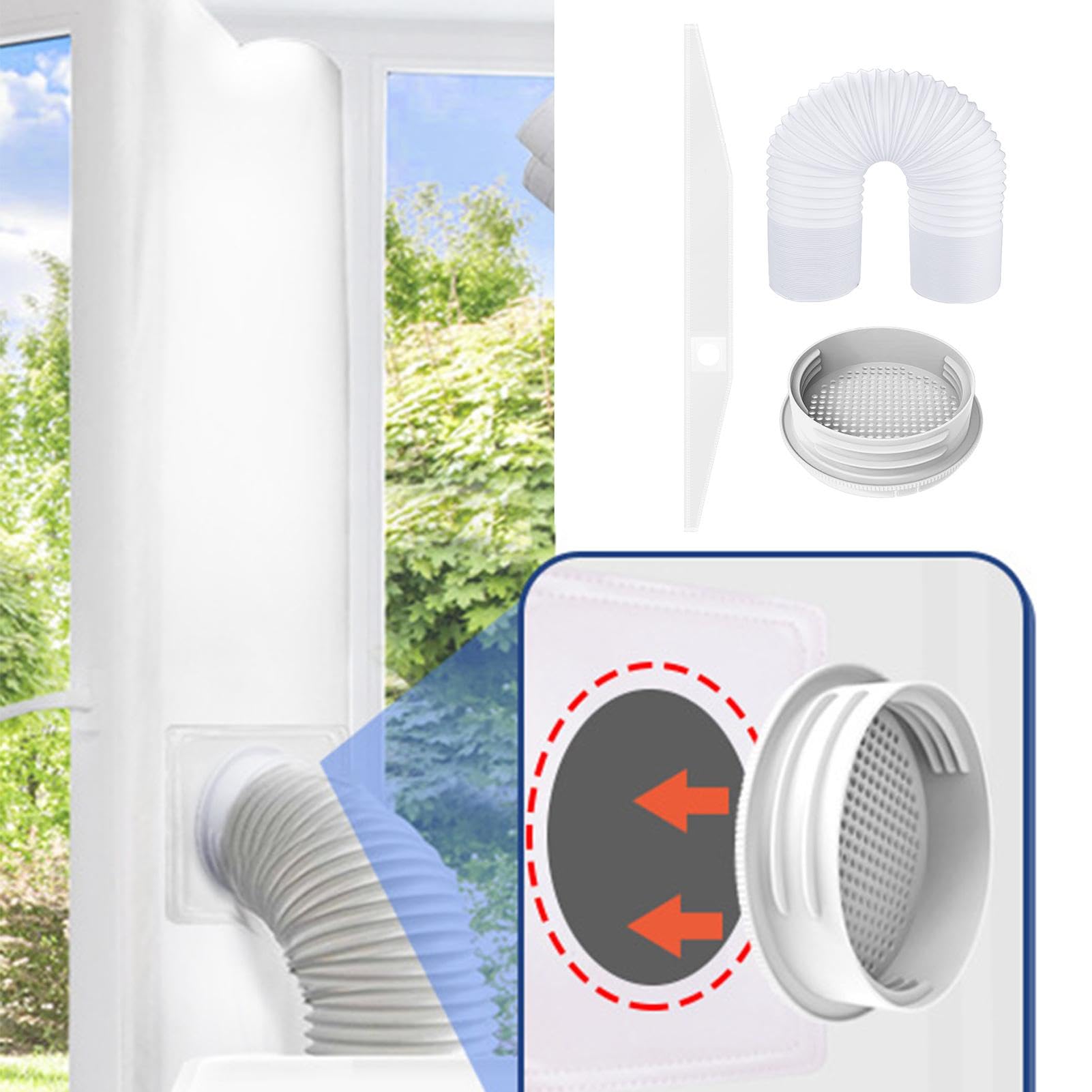Set di guarnizioni per finestre AC – Panno di tenuta per finestre AC portatile, set di guarnizioni per finestre AC regolabile, resistente all'usura, per ventilatori di canale, Klimanla
