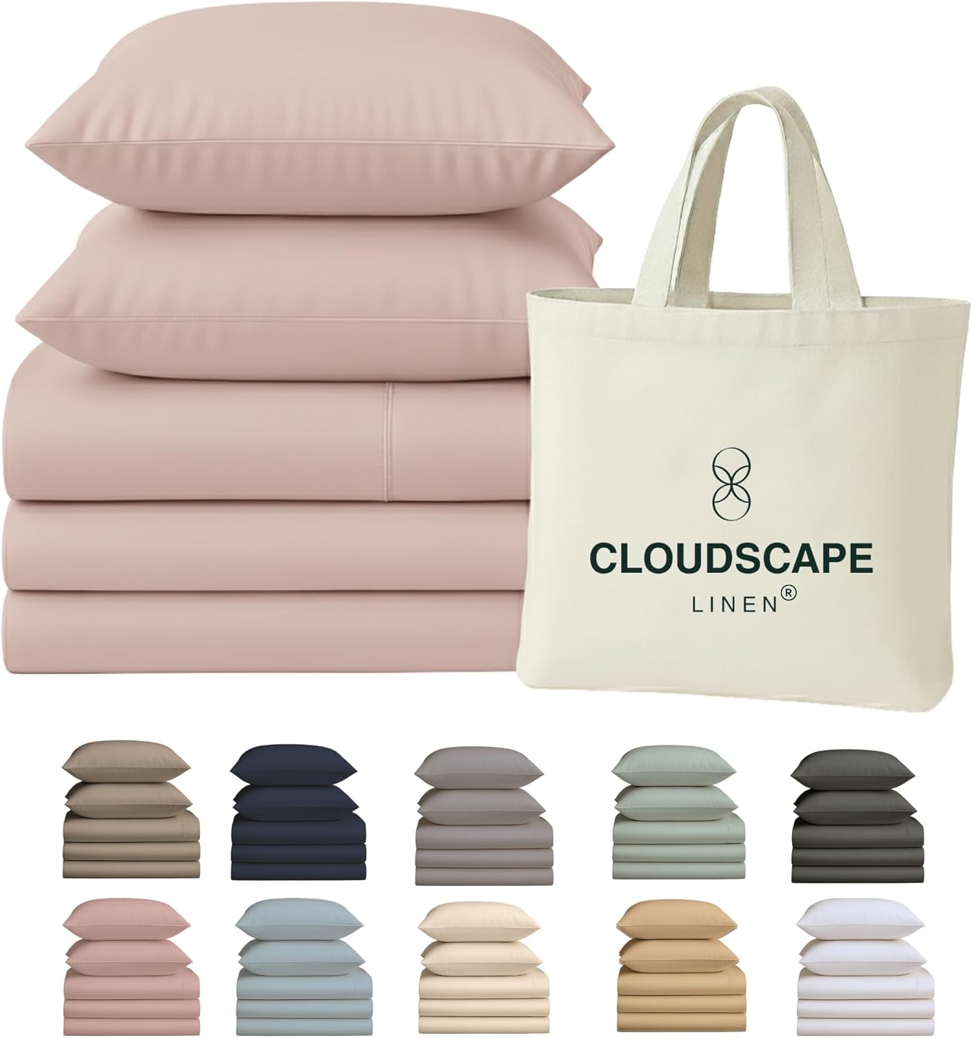 100% Egyptian Cotton Split King Sheet Set for Adjustable Bed, 5 Pcs Bedding Set, 400 Thread Count,Hotel Quality, Soft, Breathable and Durable, Deep Pockets up to 17, Sepia Rose