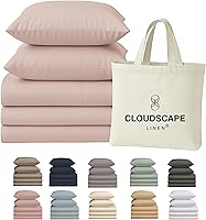 Vista 11 de Cloud Scape Linen - Juego de sábanas de 100% algodón egipcio, tamaño individual, juego de ropa de cama de lujo de 3 piezas, 400 hilos, calidad