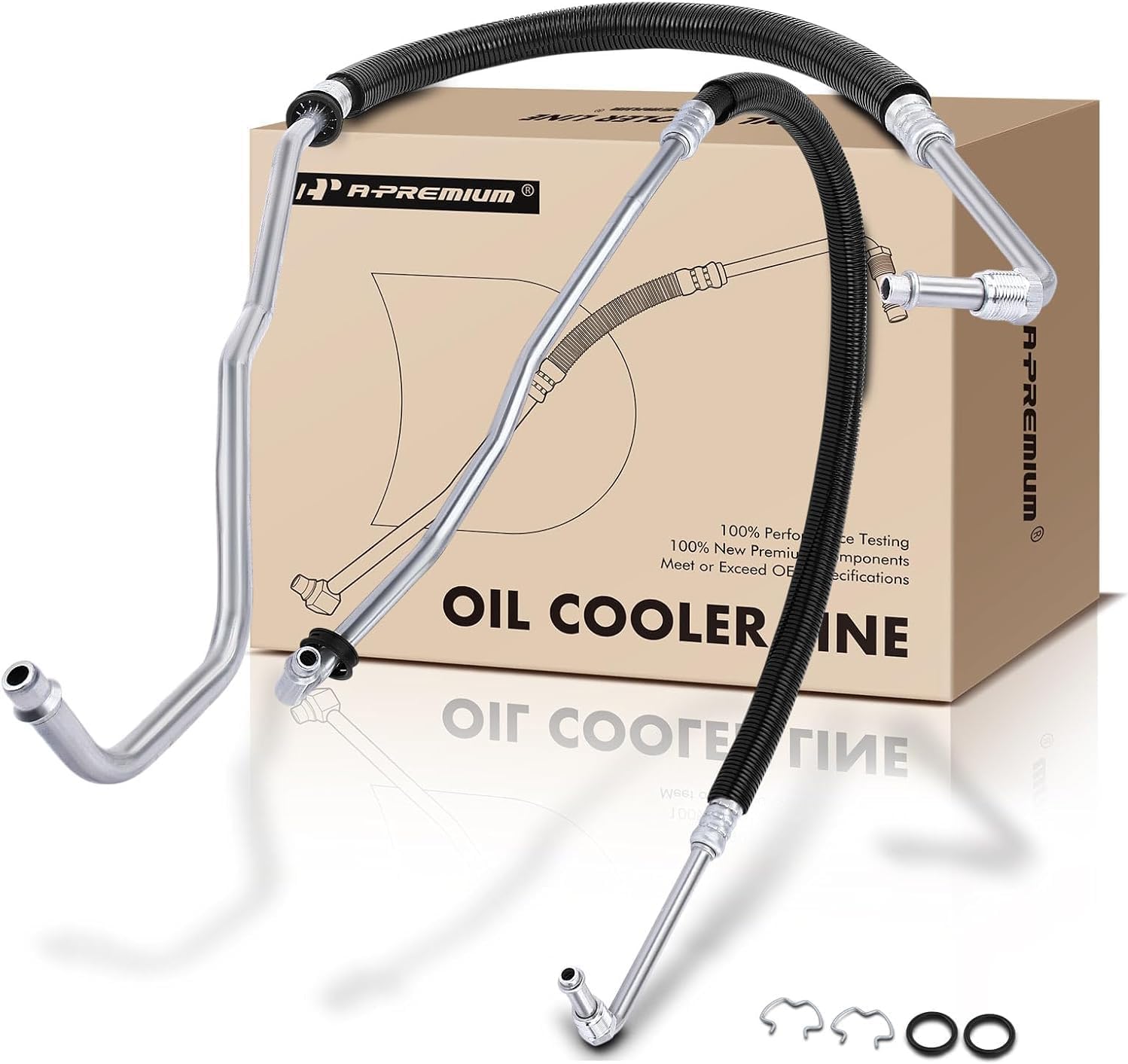 A-Premium Inlet & Outlet Automatic Transmission Oil Cooler Line Hose Assembly Compatible with Chevrolet C2500, C3500, K2500, K3500, C2500 Suburban & GMC C2500, C3500, K2500, K3500, K2500 Suburban