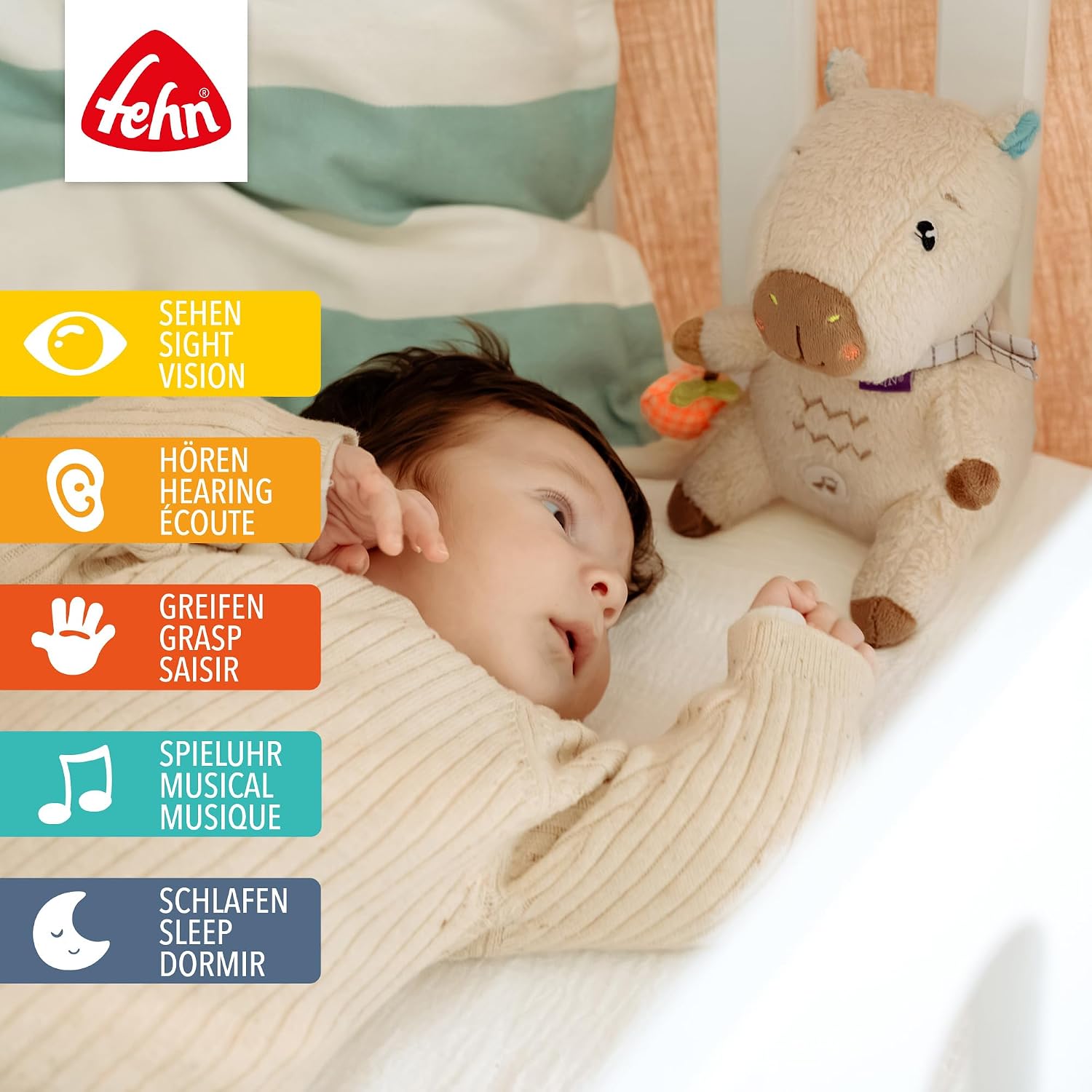 Fehn Sleep Aid Capybara Clara - Cuddly Toy - Sound Module & Cry Sensor image 3