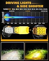 Vista 4 de Auxbeam V-MAX Series - Cápsulas de luz LED de 5 pulgadas, 168 W Offroad Side Shooter Luces de conducción redondas con 3 modos ámbar DRL, luz