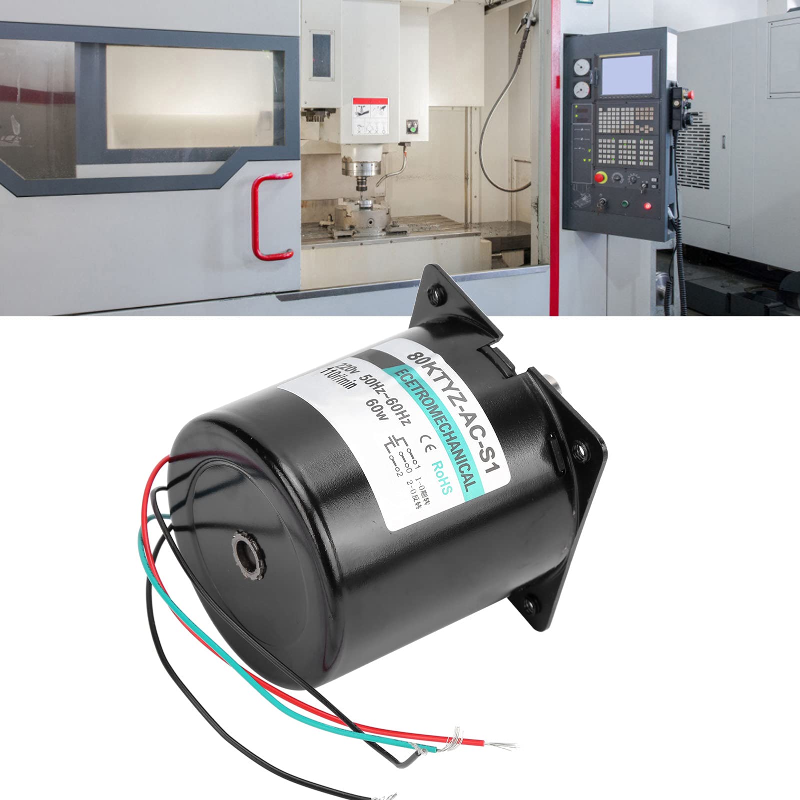 Aramox Motor Síncrono de CA, Motor Síncrono de Cobre XD80KTYZ 60W CW CCW Velocidad Ajustable Torsión Grande Baja Velocidad para Máquinas Herramienta CNC Instrumentos de Medición (110 rpm/min AC220V)
