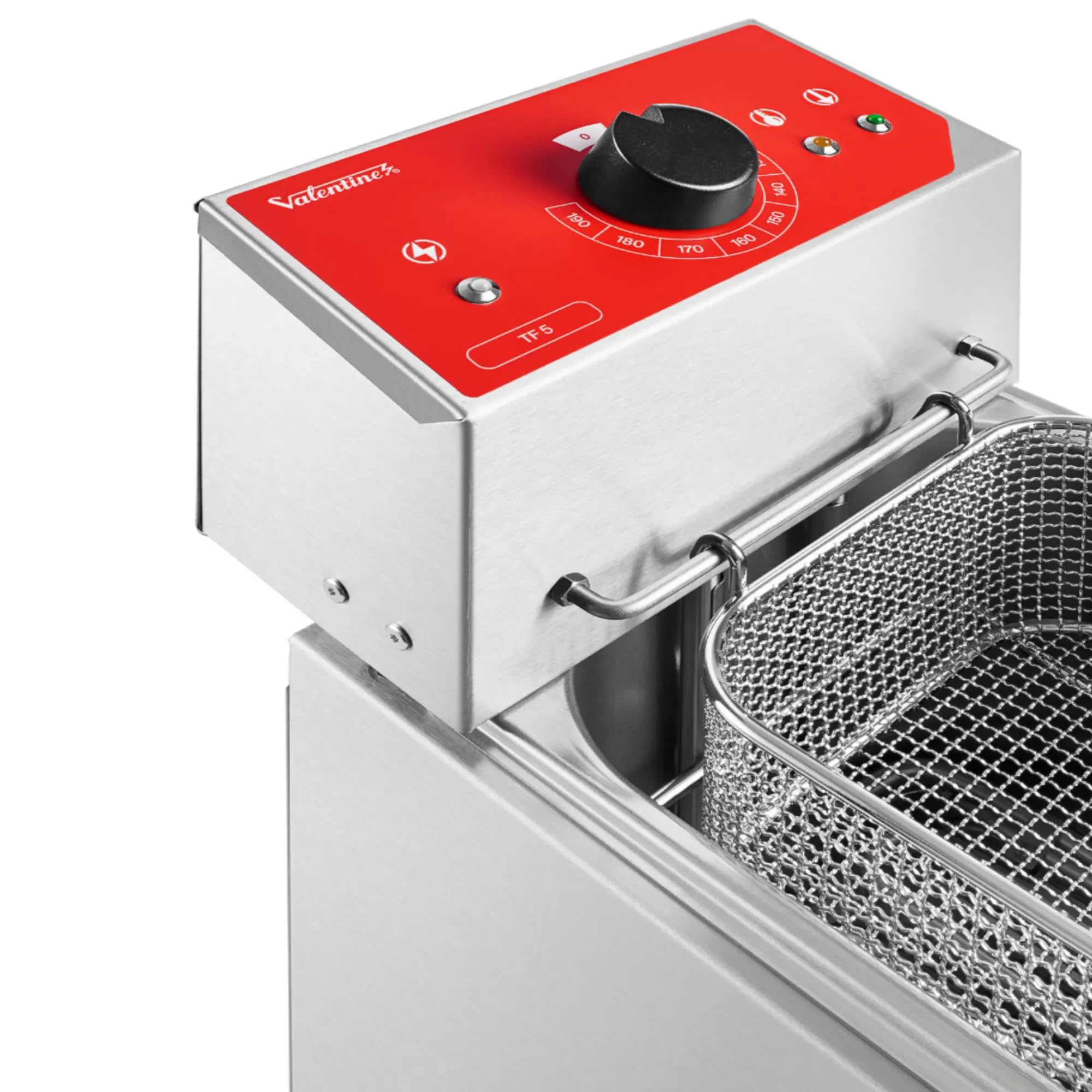 MBH - Friggitrice elettrica industriale Valentine trifase da 5 litri con 1 cestello per la ristorazione. Friggitrice professionale in acciaio inox per bar, ristorante e cucina industriale