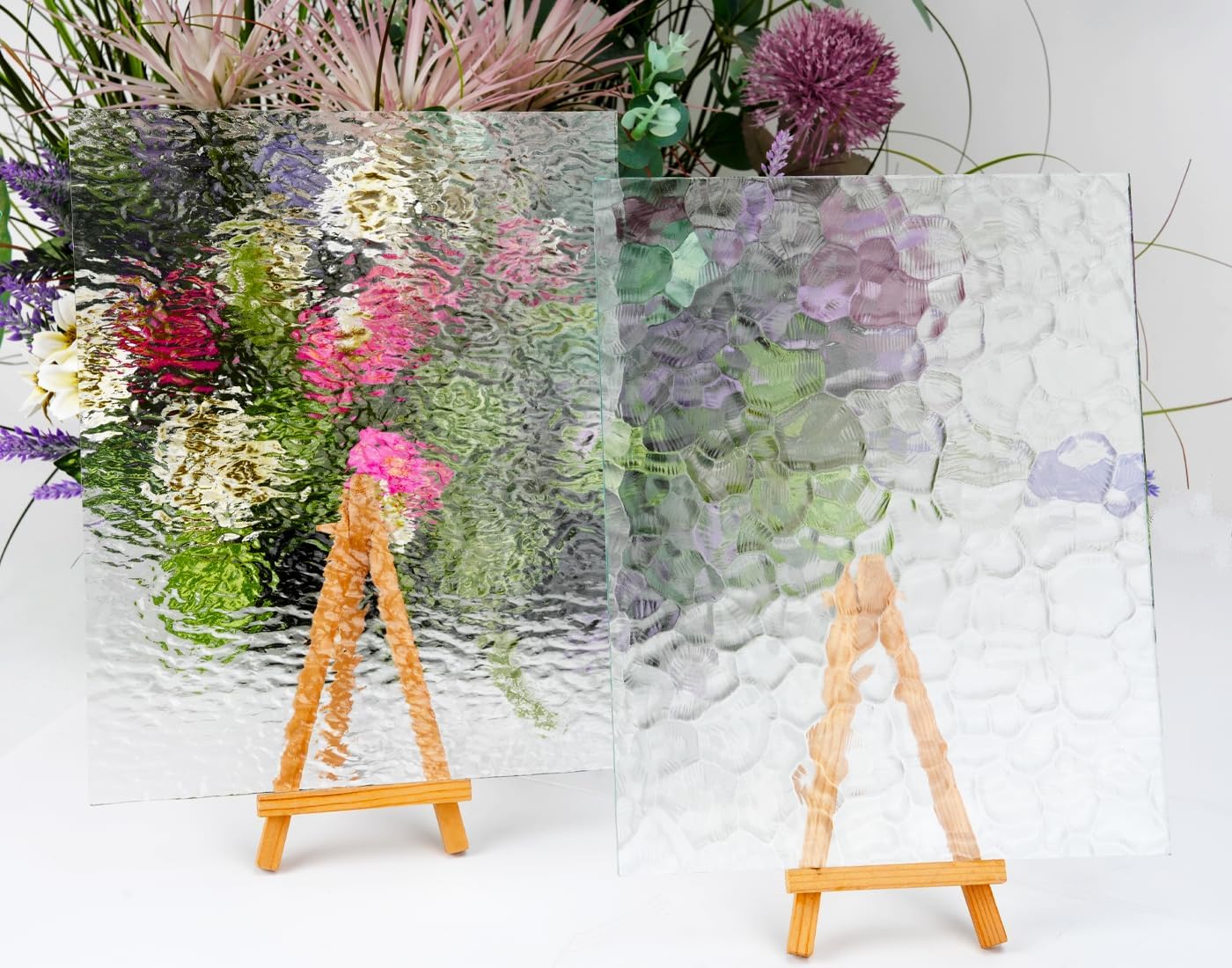 CHICSHIS 12-Pack Textured Transparent Stained Glass Sheets – Large 8x10 Inch Classic Art Glass Variety for Mosaic Crafts, Suncatchers & Glass Art Projects