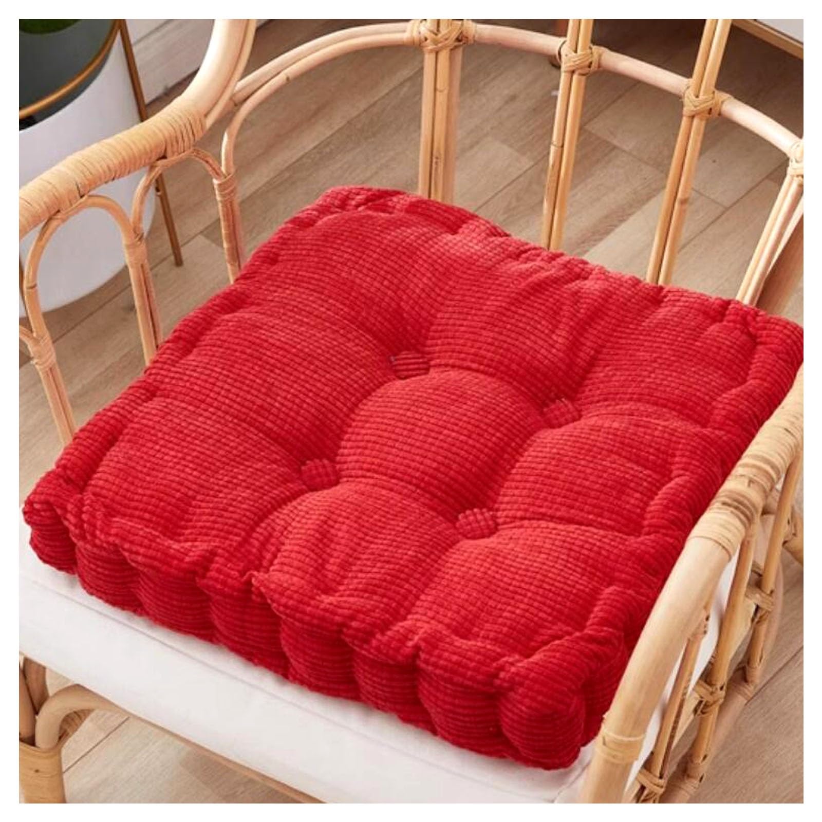 SVFOEBJM Thicken Seat Cushions For Kitchen Chairs Diameter 40/45/50cm Dining Room Chair Cushions Comfy Cushion Square Office Stool Cushion(Red,50cm)