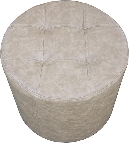 Miniatura 3 de Factory Direct Partners Otomana redonda copetuda piel sintética envejecida, muebles tapizados a mano de grado comercial para el hogar u oficina
