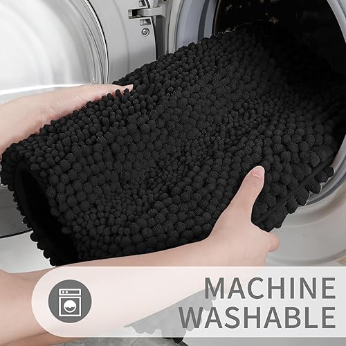 Miniatura 7 de Yimobra Juego de 2 alfombras de baño de felpilla de lujo, extragruesas, antideslizantes, de secado rápido, en forma de U, de microfibra mullida y