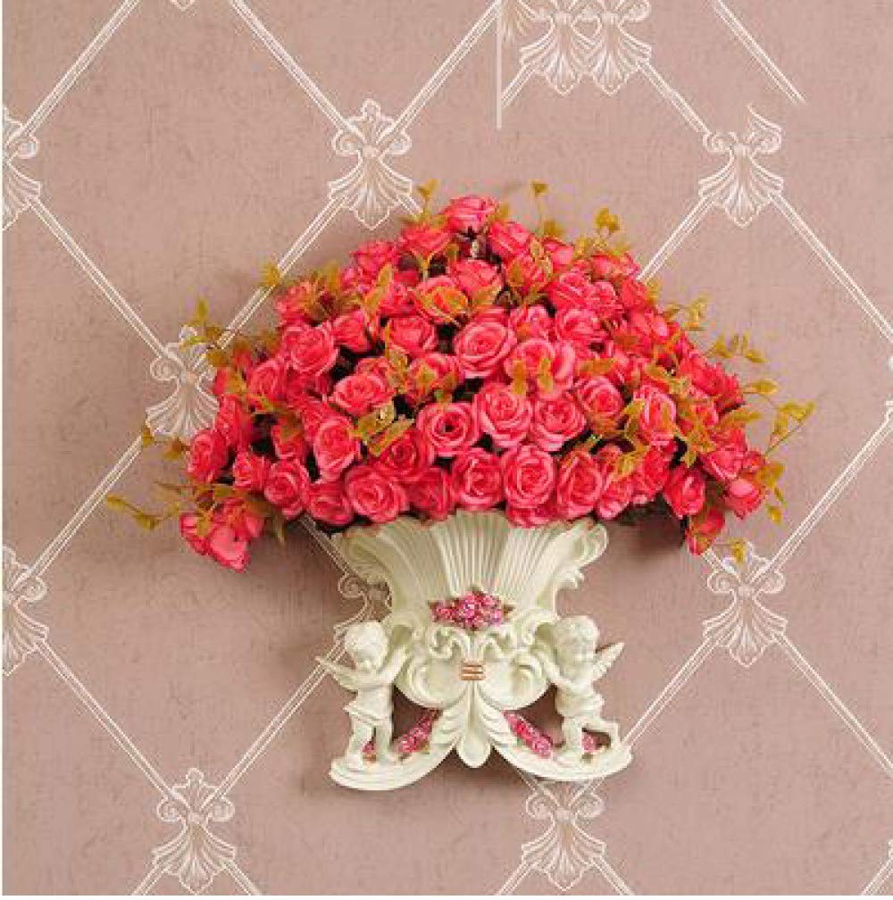 Artisanat d'art mural : vase ange en résine style ancien et sa composition florale