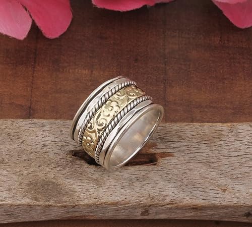 Miniatura 25 de Boho Spinner Ring, Mothers Day Gift, Silver 925 Women Ring, Sterling Silver 925 Ring, Fidget Spinner Ring,Women Silver Anxiety Ring