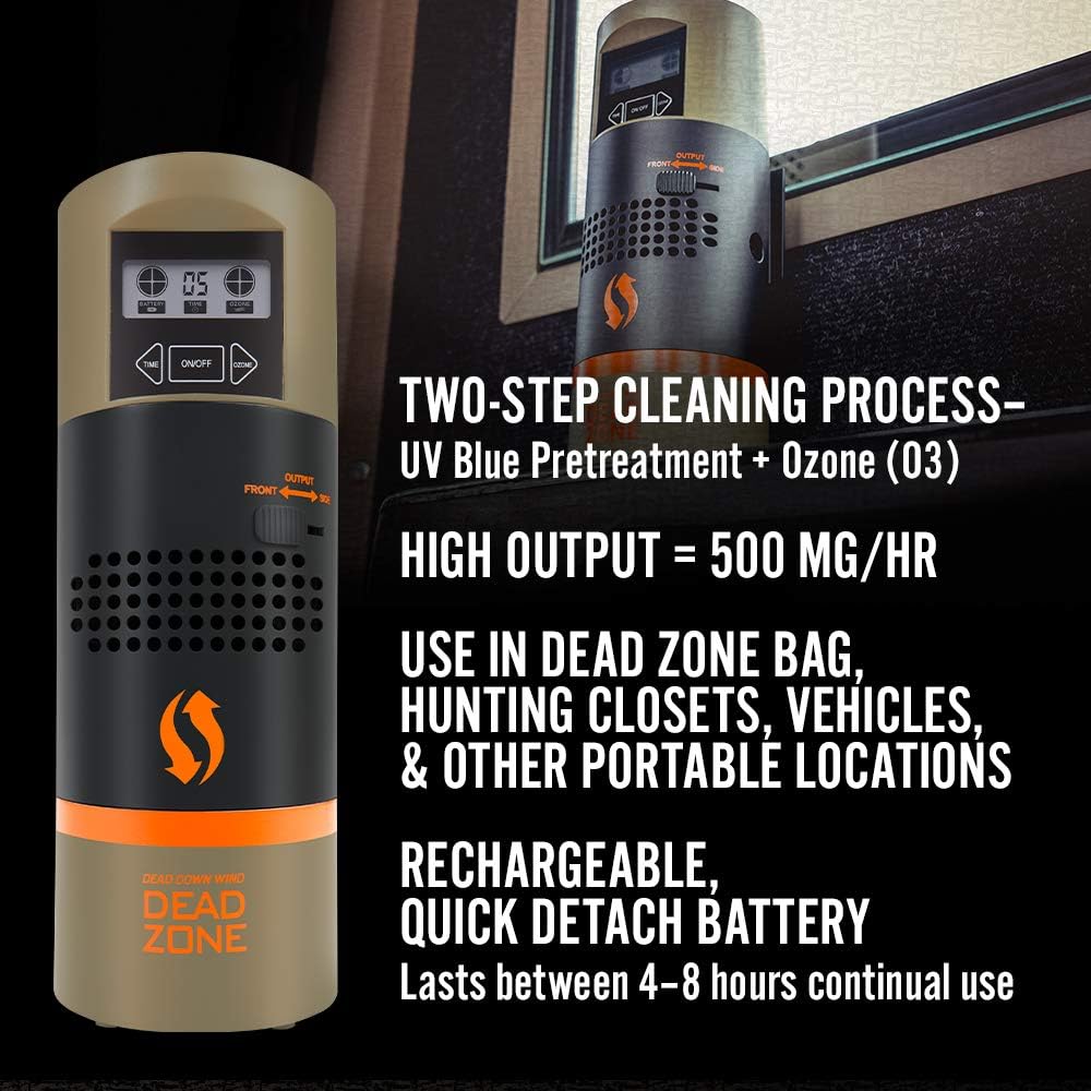 Dead Down Wind Dead Zone Portable Ozone Generator | Scent Eliminator for Hunting Accessories, Odor Eliminator, Small Wind Generator and Wind Checker | Use with Dead Zone Bag : Sports & Outdoors
