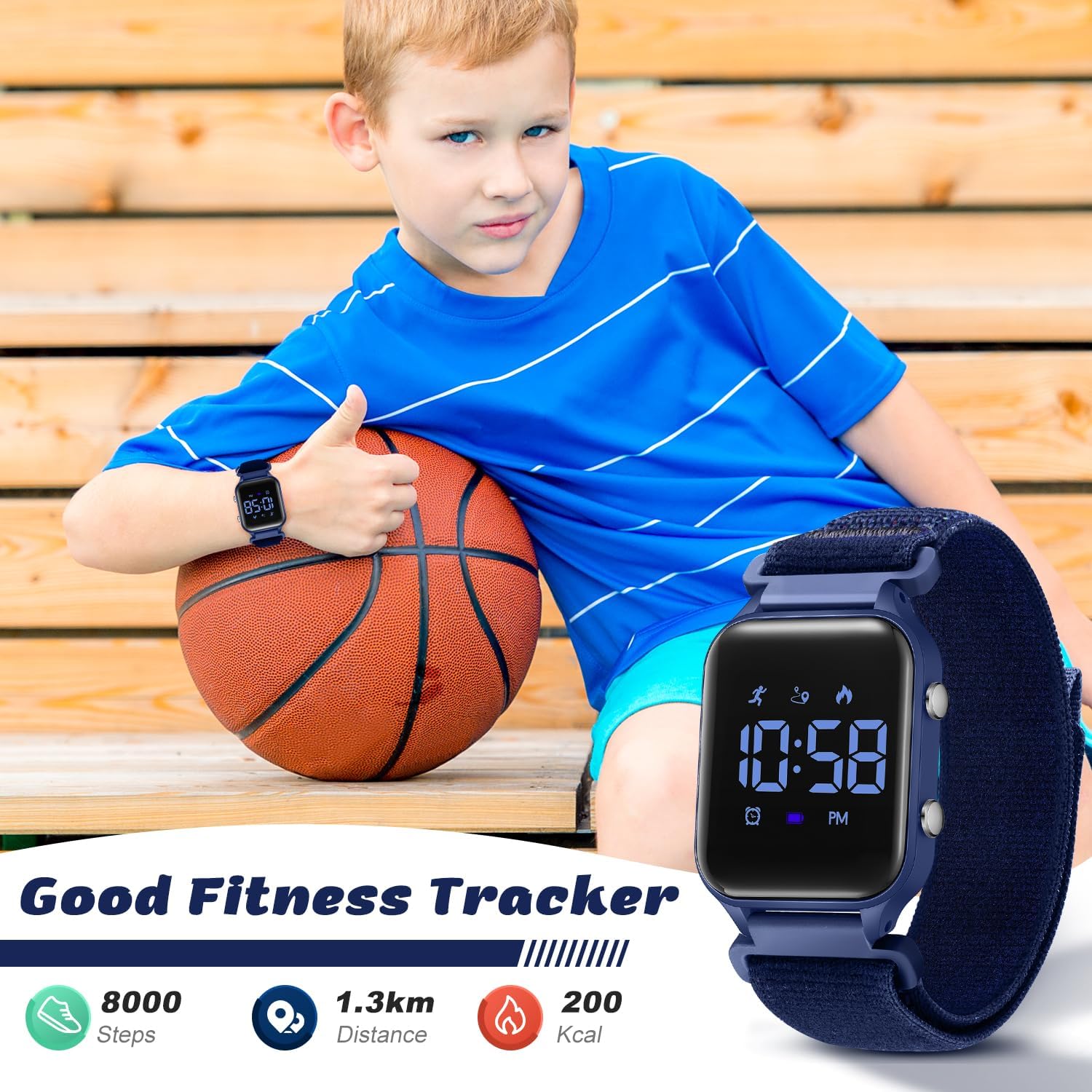 L LAVAREDO Kids Digital Watches for Boys Girls,Sport Watch with Pedometer Stopwatch Vibration Alarm Nylon Band for Ages 5-13,No App Fitness Tracker Watch for Kids Teens Birthday Christmas Gifts