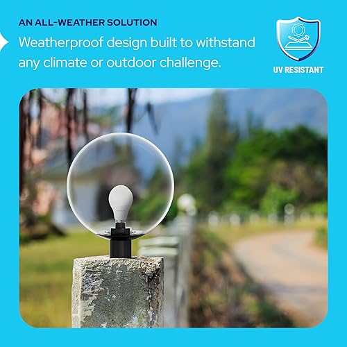 Miniatura 5 de KastLite Accesorio de iluminación combinado de poste de lámpara  Lente acrílica transparente de 16 pulgadas con clips de ala negra  Se adapta a