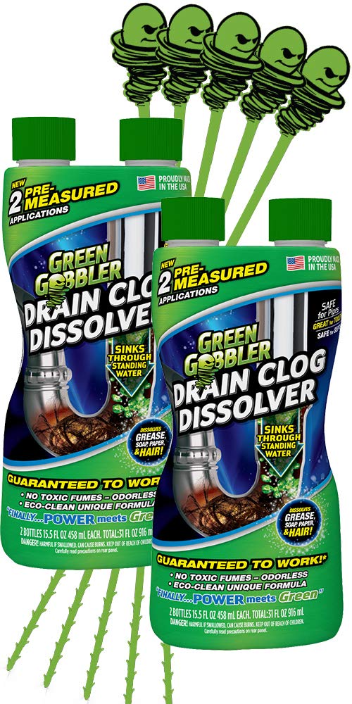 Green Gobbler Liquid Hair and Grease Clog Remover 2 Pack & 5 Pack of