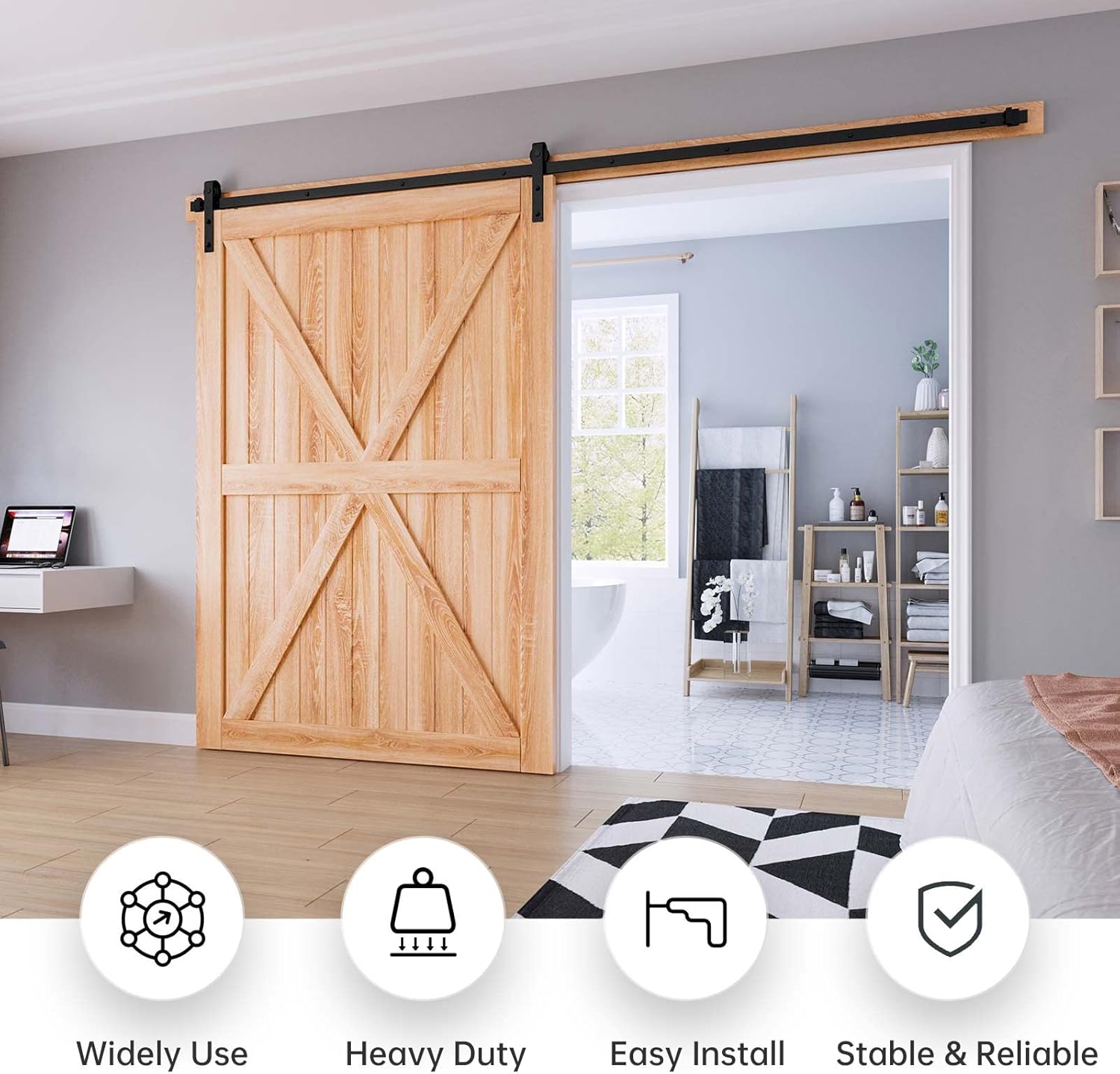 easelife 10 ft sliding barn door hardware track kit,basic j pulley,slide smoothly quietly,easy install (10ft track kit for 60" wide single door) 10 feet