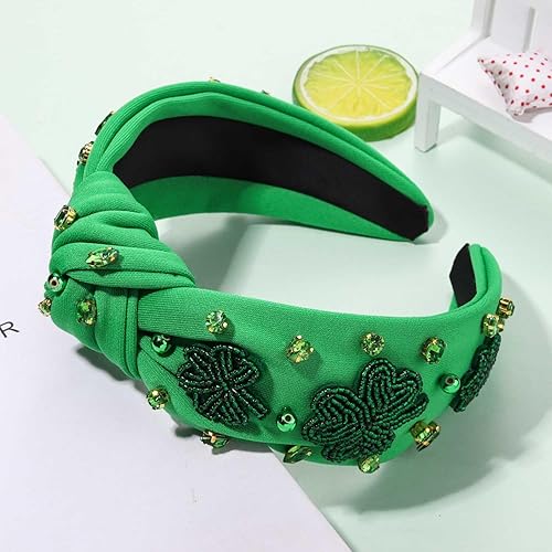 Miniatura 7 de mokkia Diadema para el día de San Patricio, accesorios para mujer, diadema verde irlandesa de trébol de la suerte con diamantes de imitación,