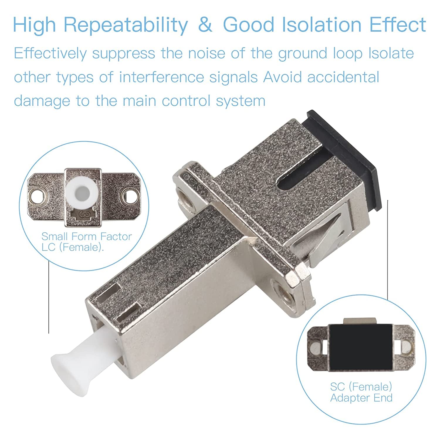 Lot de 6 adaptateurs à fibre optique – LC femelle vers SC femelle Simplex multimode/monomode hybride, coupleur/bride