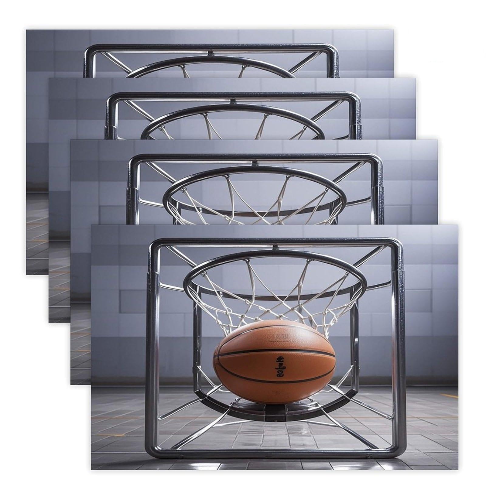 Basketball Placemats Flax Place Mats for Dining Table Rectangle Non-Slip Table Mats Heat Resistant Washable Placemat for Kitchen Home Decor Party Outdoor 12" X 18"