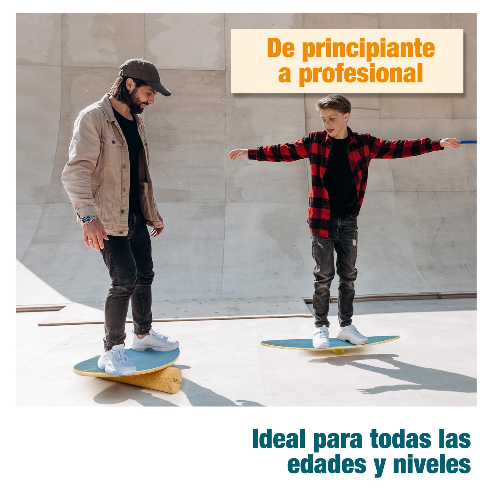 DH FitLife Tabla de Equilibrio de Madera, Balance Board con Rodillo y Bola