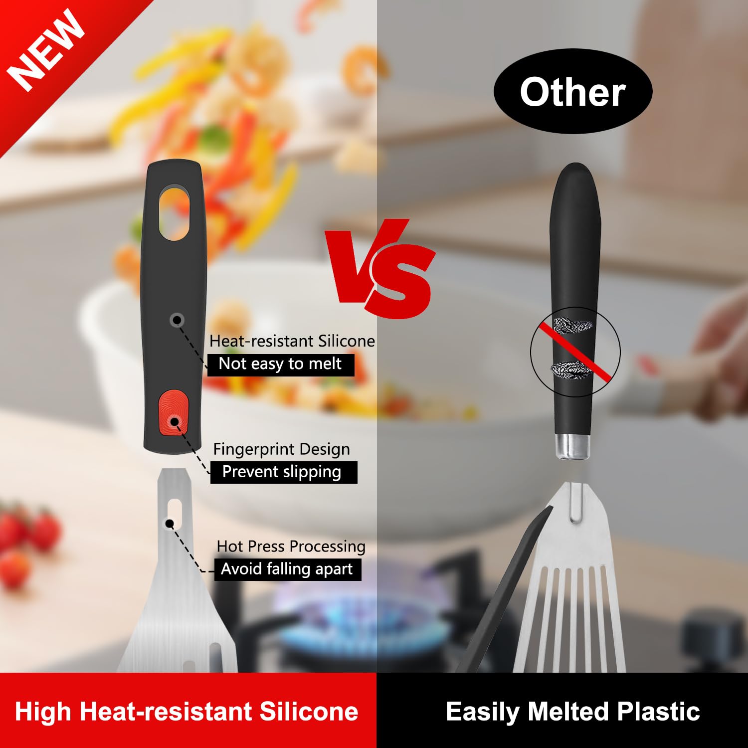Juego de espátulas de silicona para pescado, espátulas de pescado de 12.3 y 10.6 pulgadas para utensilios de cocina antiadherentes, espátulas ranuradas de silicona resistentes al calor a 315.6