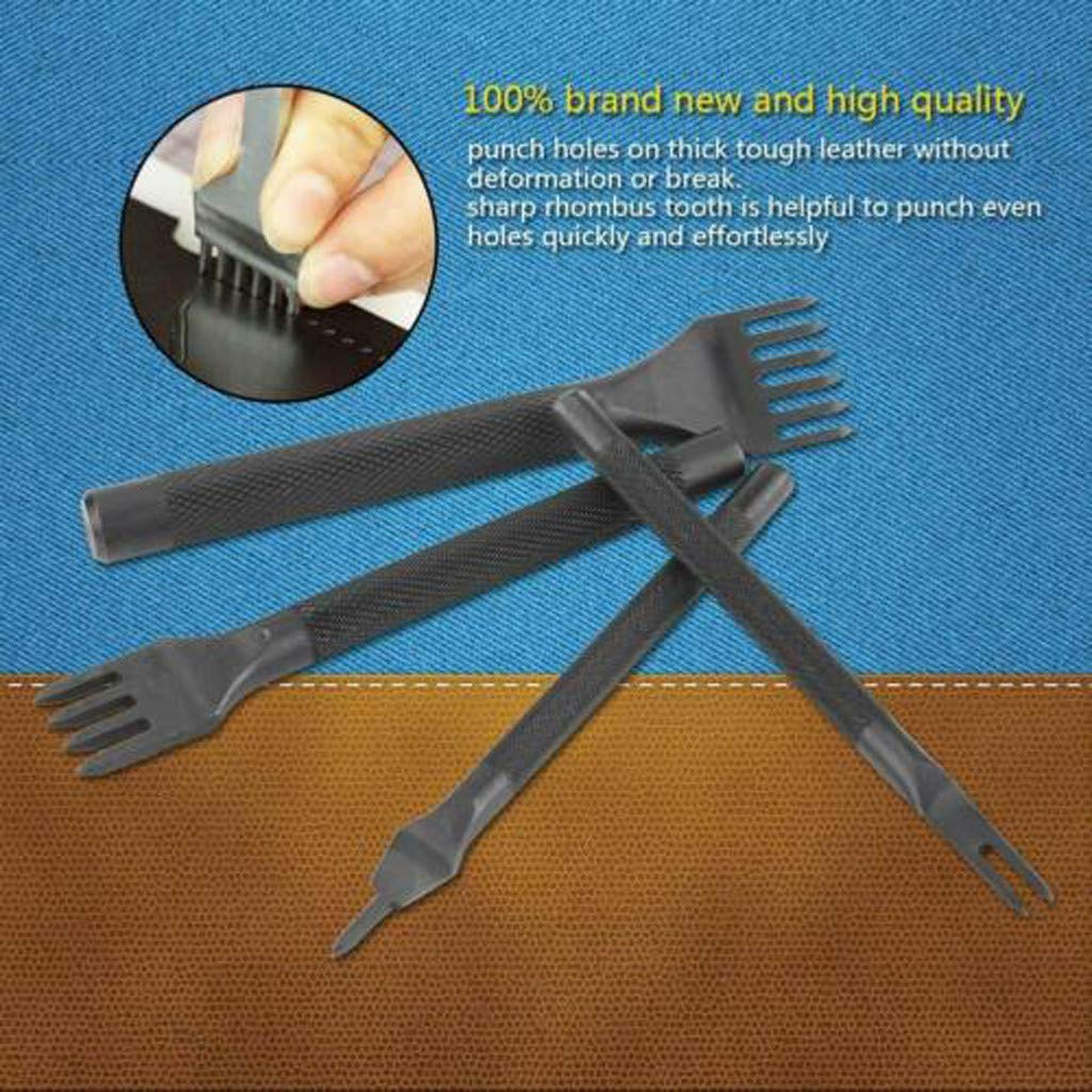 Steel Craft Punch Tools Kit Stitching Carving Working Sewing Saddle Groover New 4pc Craft Round Hole Punches Hand Sewing spacing Stitching Cutter Tools Steel 4mm