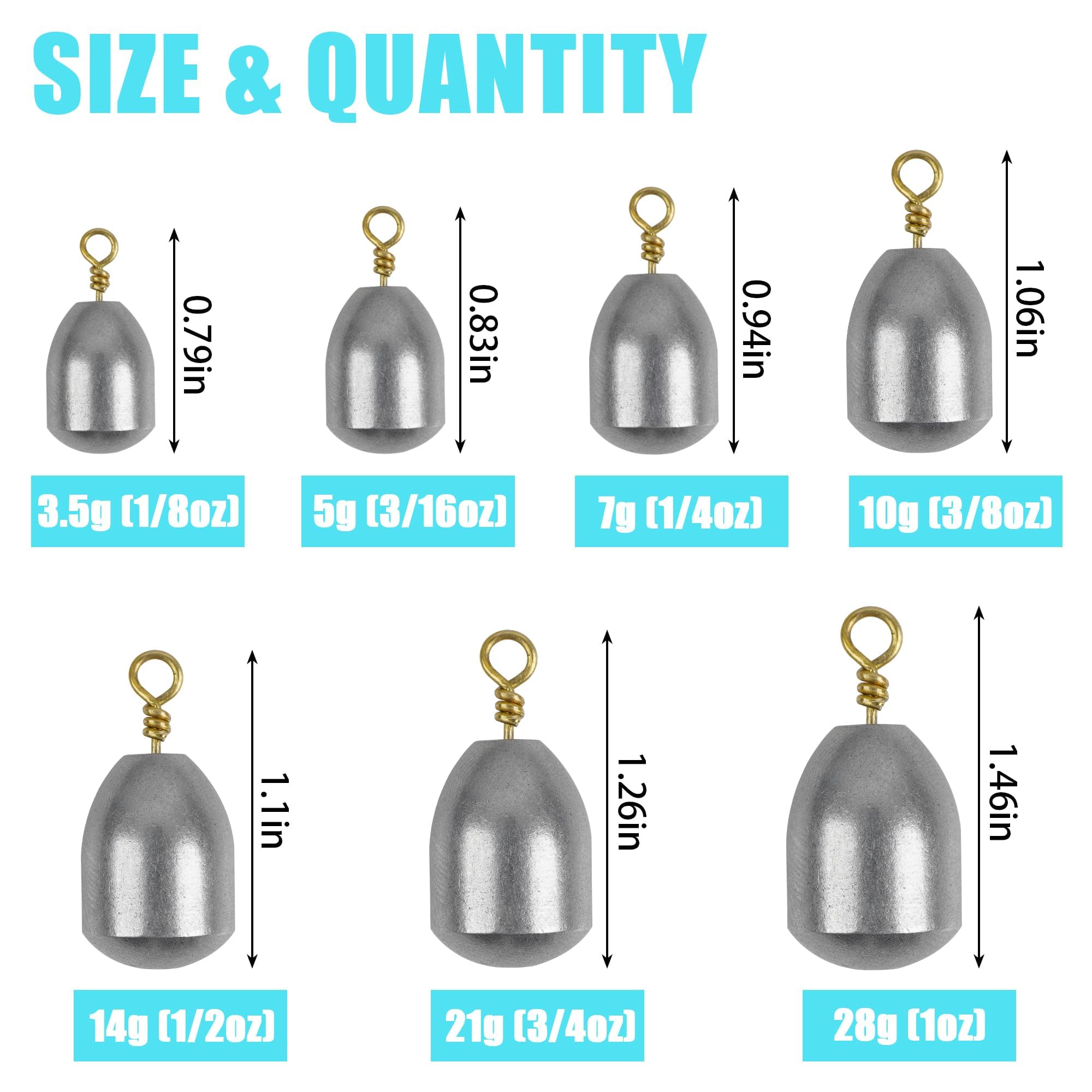 Fishing Weight Sinker 20 Pieces/30 Pieces Iron Fishing Weights Bass Casting Sinker Water Drop Sinker Weights with Ring Multiple Size Fishing Tackle with Box (1/8 OZ - 30 Pack)