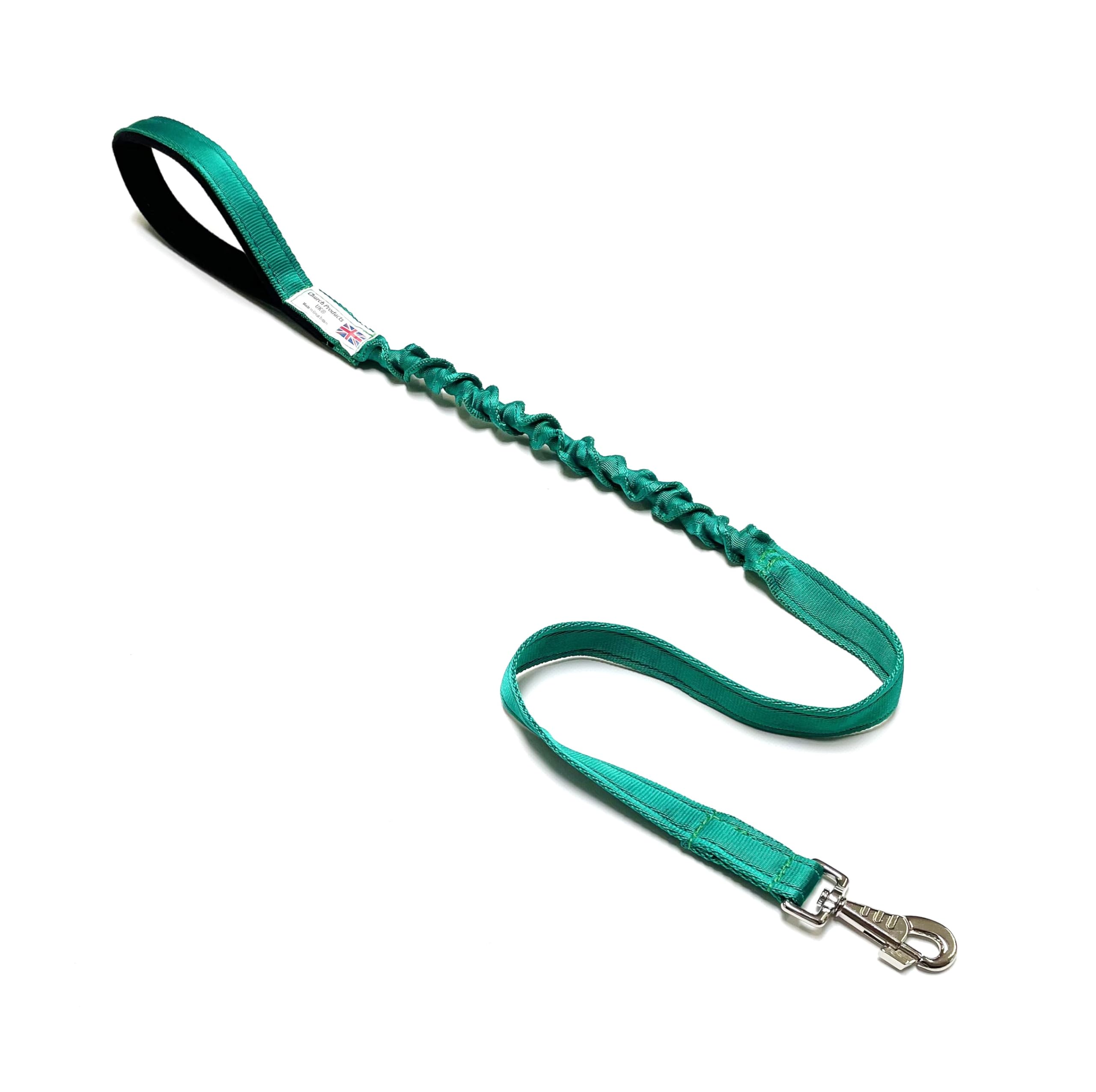 Dog Lead With Shock Absorbing Bungee Cord Training Walking Leash Soft Padded Handle (Emerald Green, 76" (1.9 Metres))