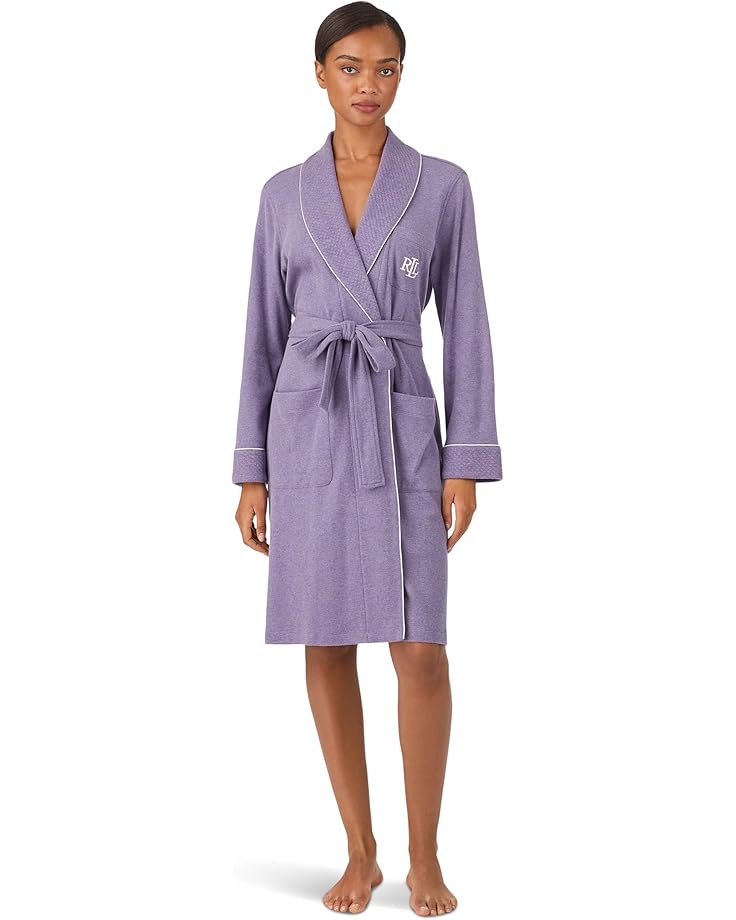 Lauren Ralph Lauren Quilted Long Sleeve Collared Short Robe - Main View