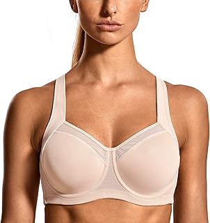 SYROKAN Damski biustonosz sportowy z fiszbinami High Impact Trening Bieganie Powerback