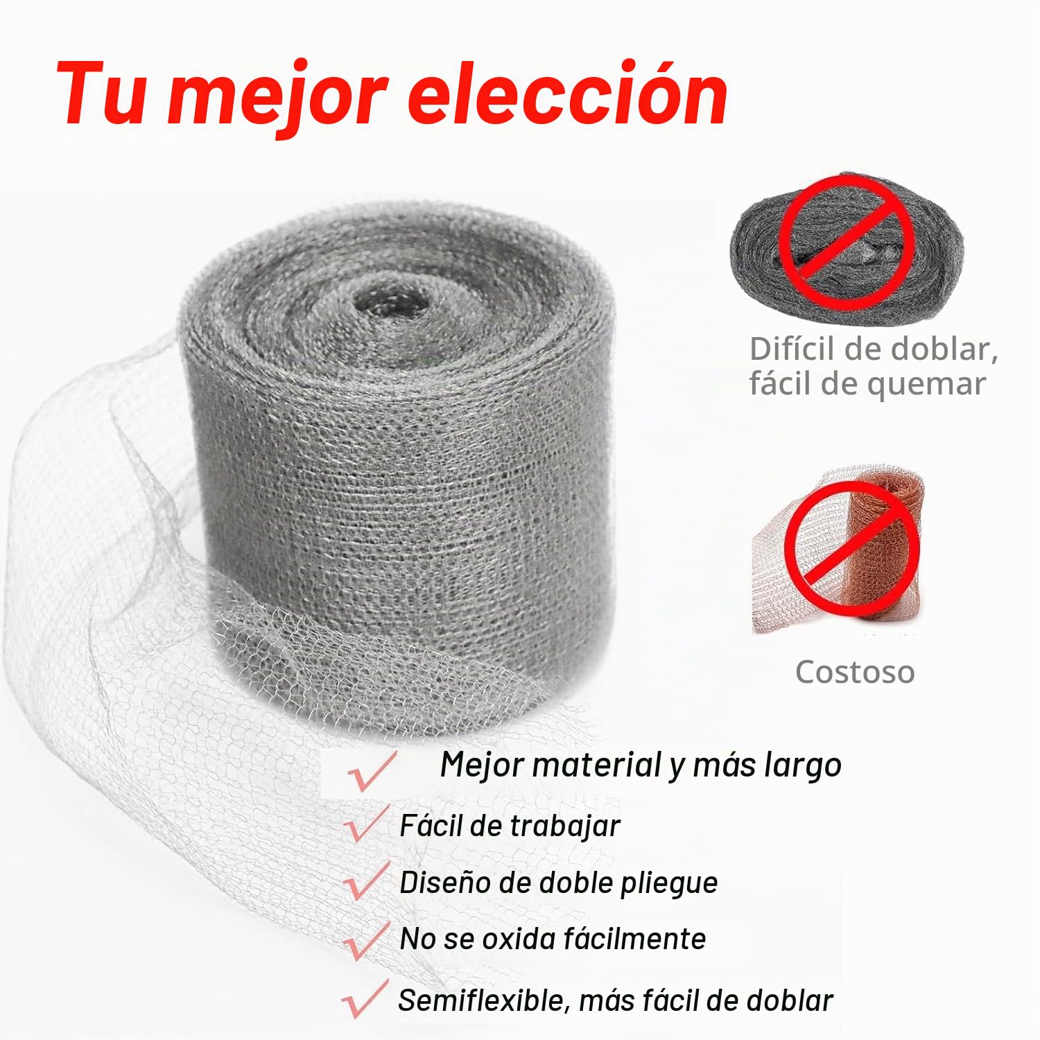 Malla de alambre para protección de roedores de acero inoxidable, 12,7 cm x 9 m, malla metálica flexible para jardín y casa, protección de ratones para rejillas de ventilación (12,7 cm x 9m)