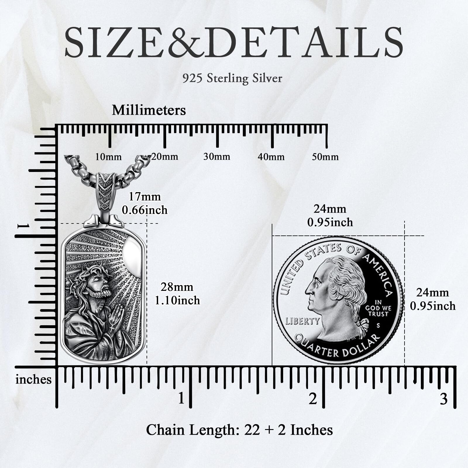 Collana da uomo in argento Sterling 925 con ciondolo a forma di medaglietta religiosa ossidata con preghiera, gioiello cristiano di Gesù Cristo, regalo per uomini