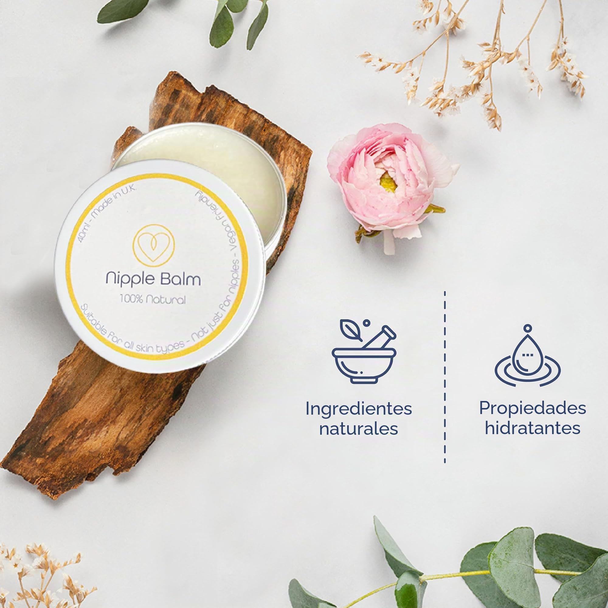 First Days Maternity - Bálsamo natural para pezones, calma y protege los pezones doloridos, apto para todo tipo de piel, apto para veganos, 40ml