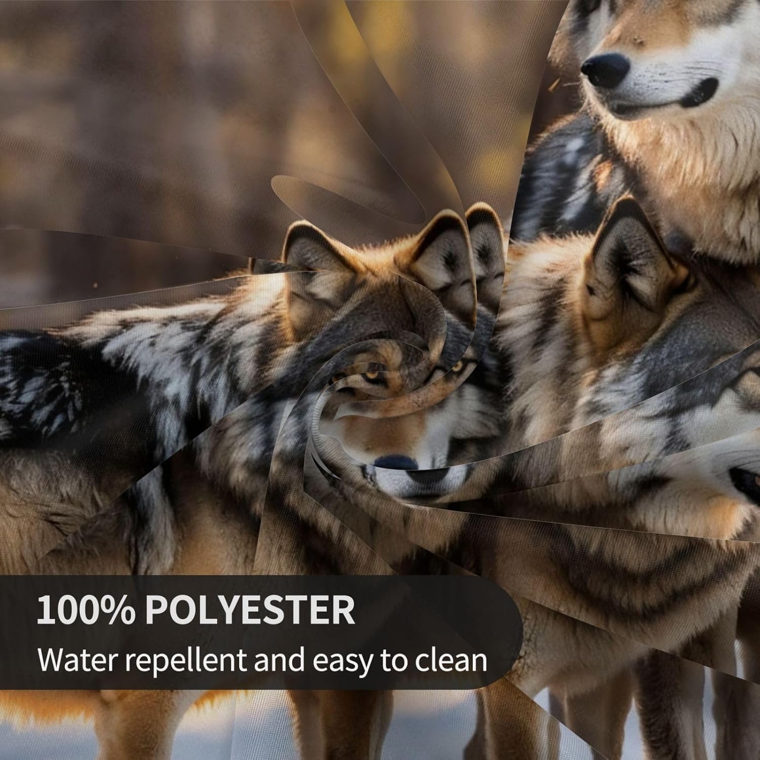 Wolfs Print Wrinkle Free Dining Table Cover for Birthday Party Farmhouse Tablecloths Up to 60 x 60 Inches