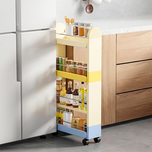 Mobile Slim Storage Cart, Three-Layer Storage Vehicle, Wheeled Multifunctional Storage
