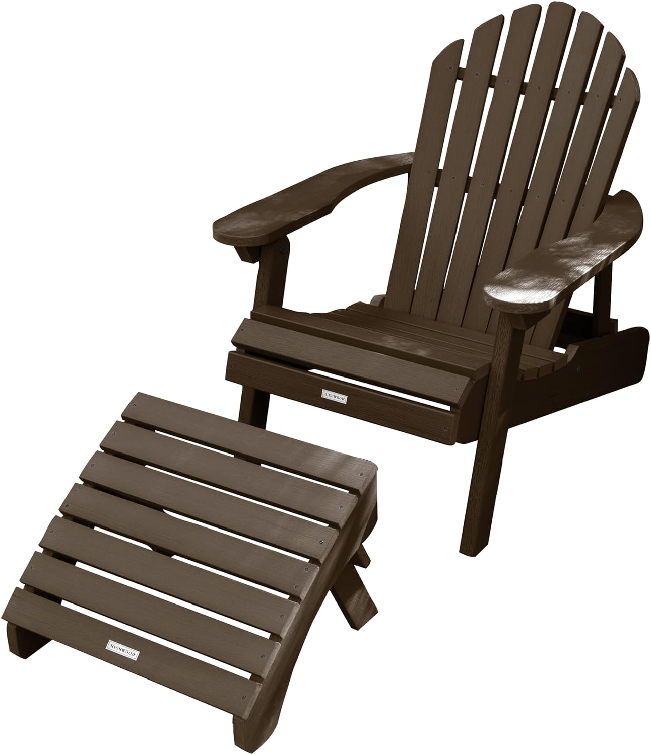 highwood AD-KITCHL1-ACE Hamilton Folding & Reclining Adirondack Chair with Ottoman, Weathered Acorn