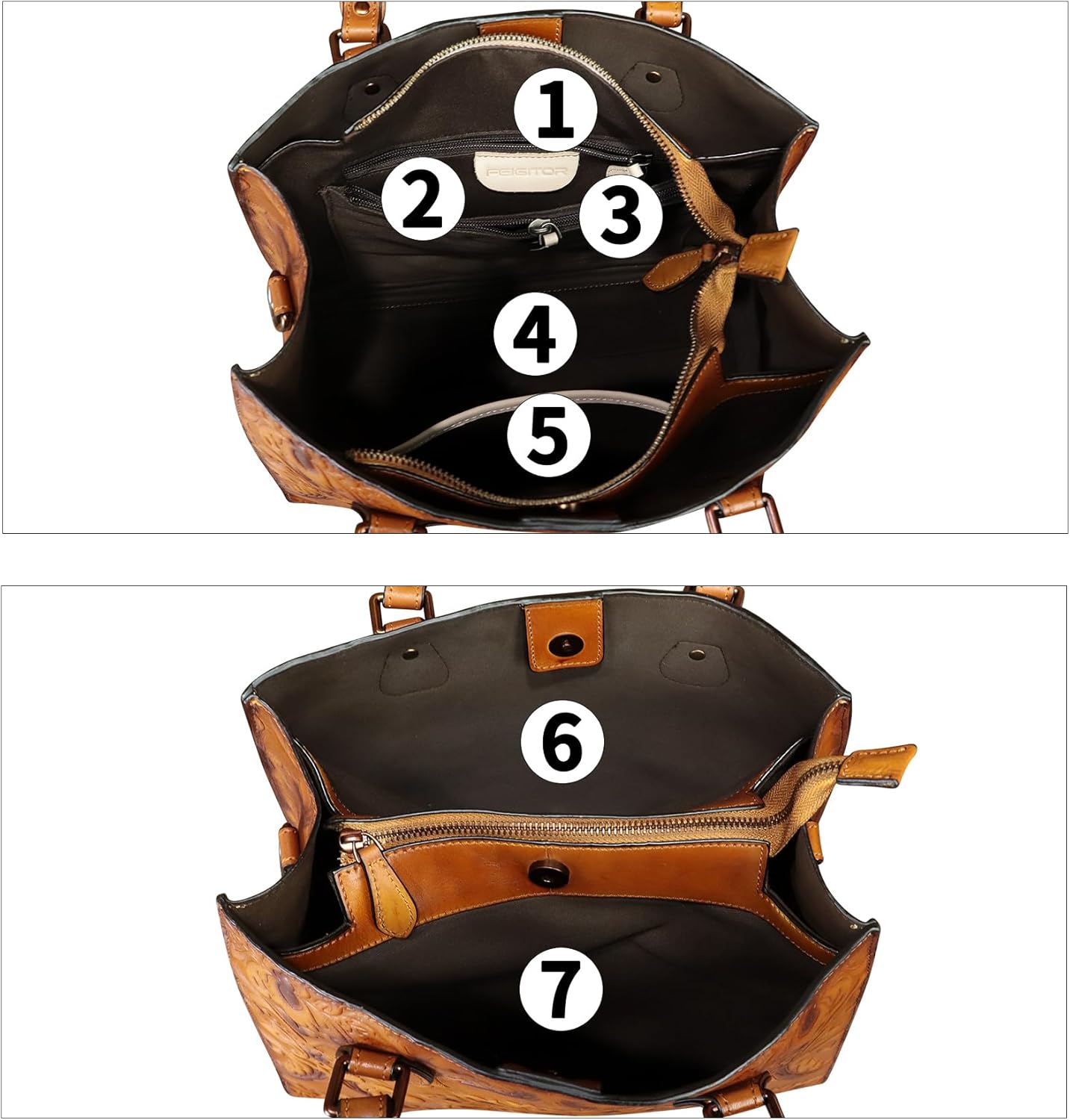 Genuine Leather Tote Bag for Women Purse Embossed Top Handle Shoulder Handbag Handmade Crossbody Satchel Purses - Image 3