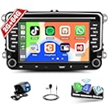 2G+64G Android Car Radio for VW Passat Golf Jetta Golf Tiguan Wireless Apple CarPlay Android Auto Double Din 7 Inch Touch Screen Bluetooth GPS Navigation WiFi FM/RDS USB/Type-C + Backup Camera Mic