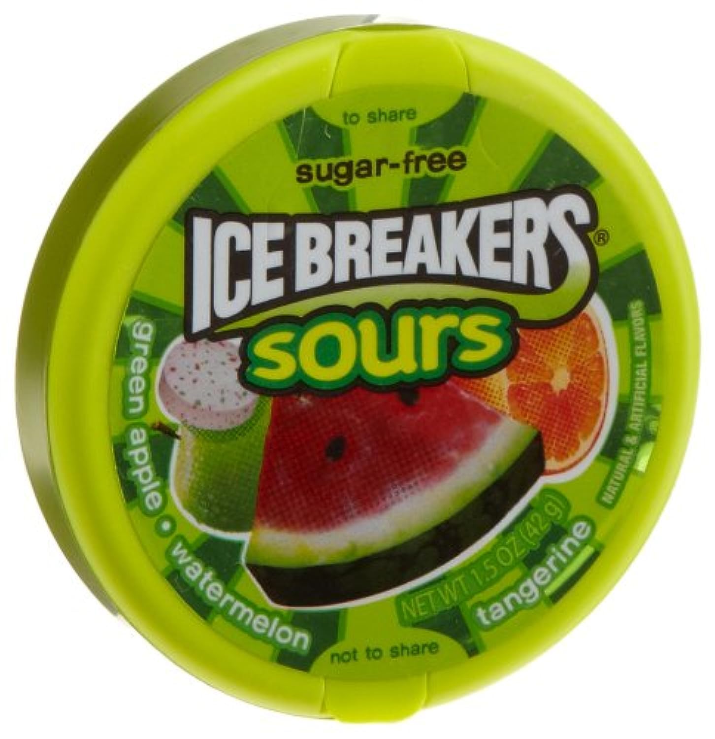 Ice Breakers Sours ( Green Apple, Tangerine, Watermelon), 1.5-Ounce Canisters (Pack of 16)