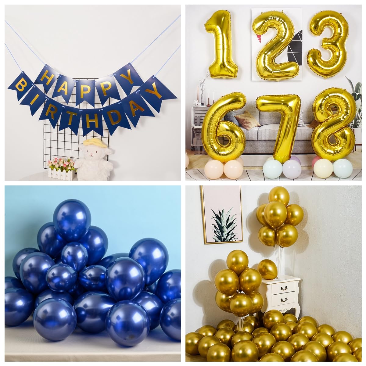 Decorazioni per il 90° compleanno per uomini e donne, set di palloncini per il 90° compleanno in nero e oro, decorazioni per feste con decorazioni per il 90° compleanno - Italia