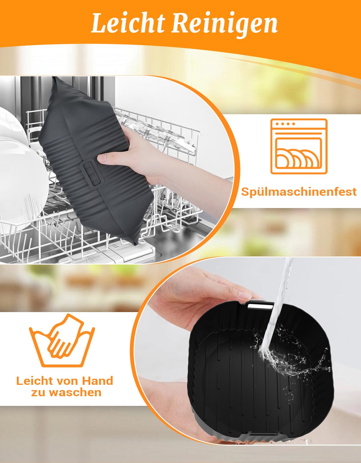 Silikonform Heißluftfritteuse Zubehör Exklusiv für Cosori Turbo Tower, Cosori Turbo Tower Pro & Smart 10,8L Double Stack Airfryer, Wiederverwendbar Air Fryer Silikon Einsatz (6,5L & 4,3L)