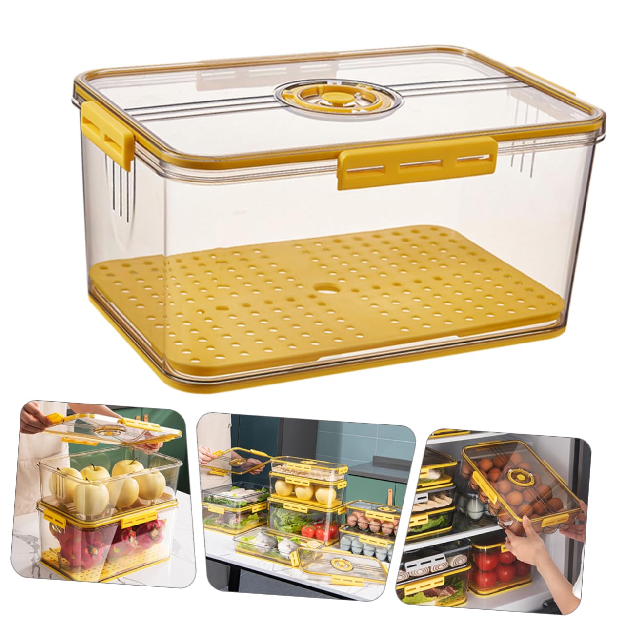 MAGICLULU Gefrierbox Kühlschrankbox mit Deckel Aufbewahrungsboxen für Kühlschrank Obstbox mit Trennwänden zum Abtropfen Stauraumbox für Gefrierschrank