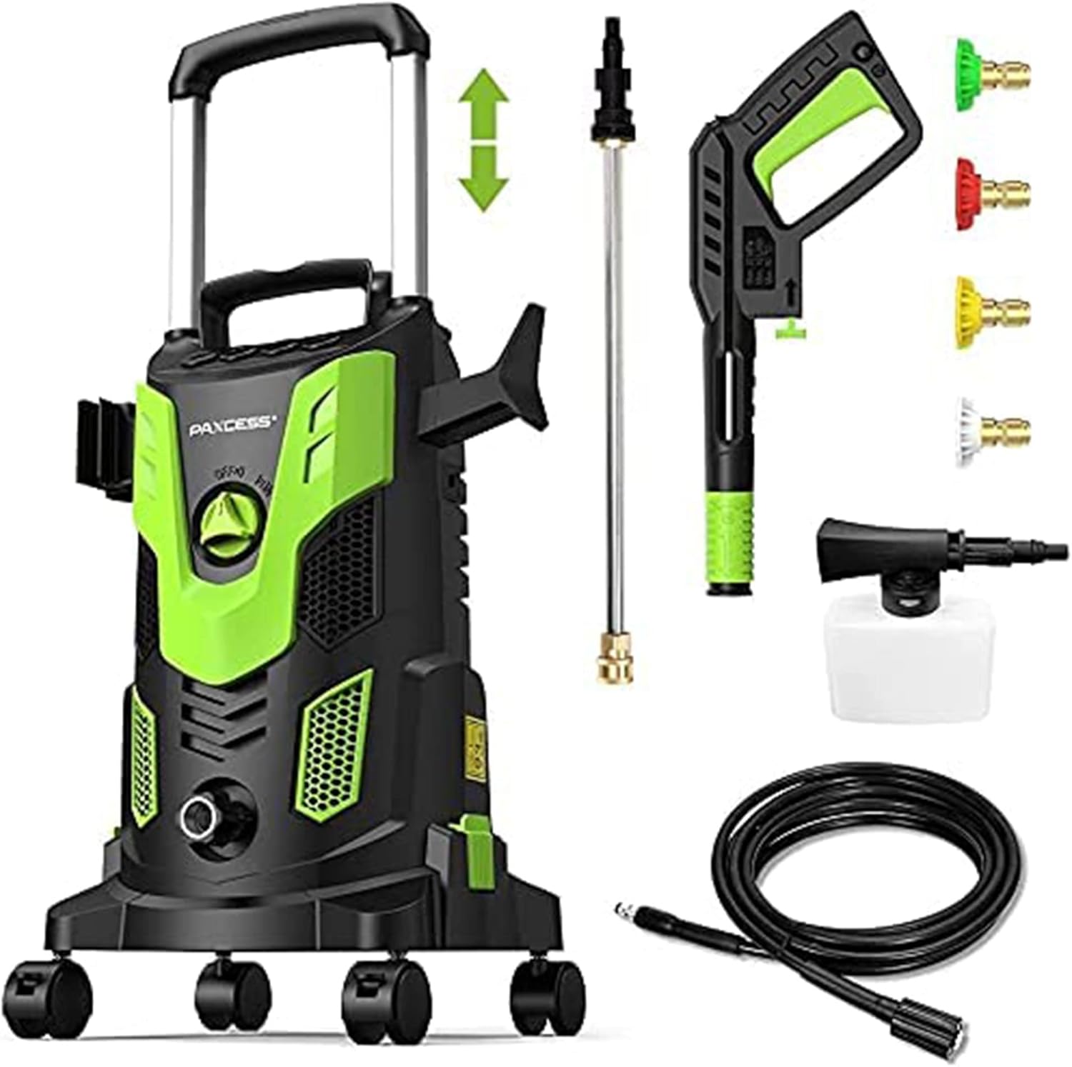 Upgraded 3000PSI Pressure Washer, 2.5GPM Portable Electric Power Washer with 360° Spinner Wheels, 4 Quick Connect Nozzles Foam Cannon for Car/Patio/Deck/Home Cleaning