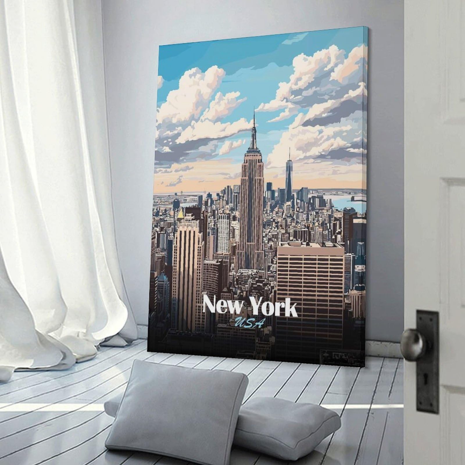 Junmoney Room Decor Wall Art New York City Skyline(3), 20x30inch(50x75cm), for Gallery Wall Decor And Room Displays, An Easy Match for Collected Prints
