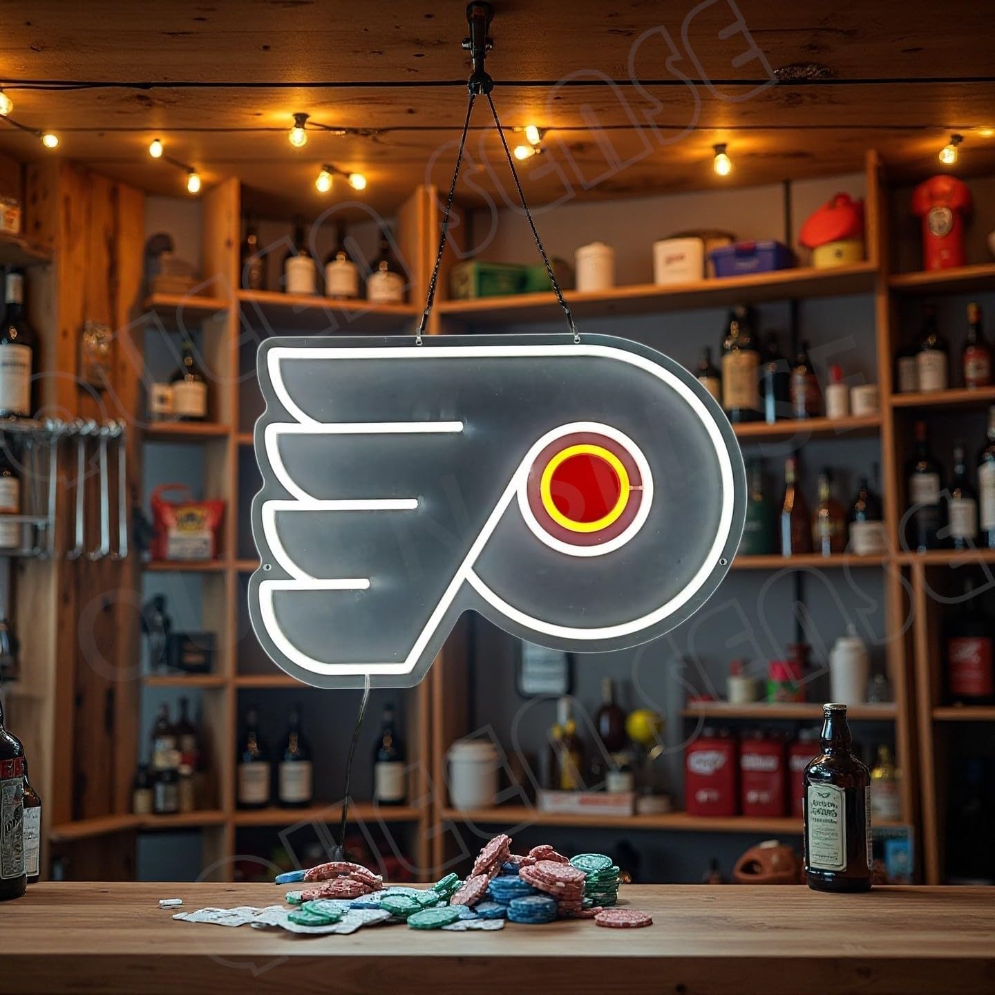 Queen Sense 16"x11.5" for Philadelphia Hockey Flyer LED Neon Sign for Wall Decor USB Powered Dimmable Neon Light BH1379