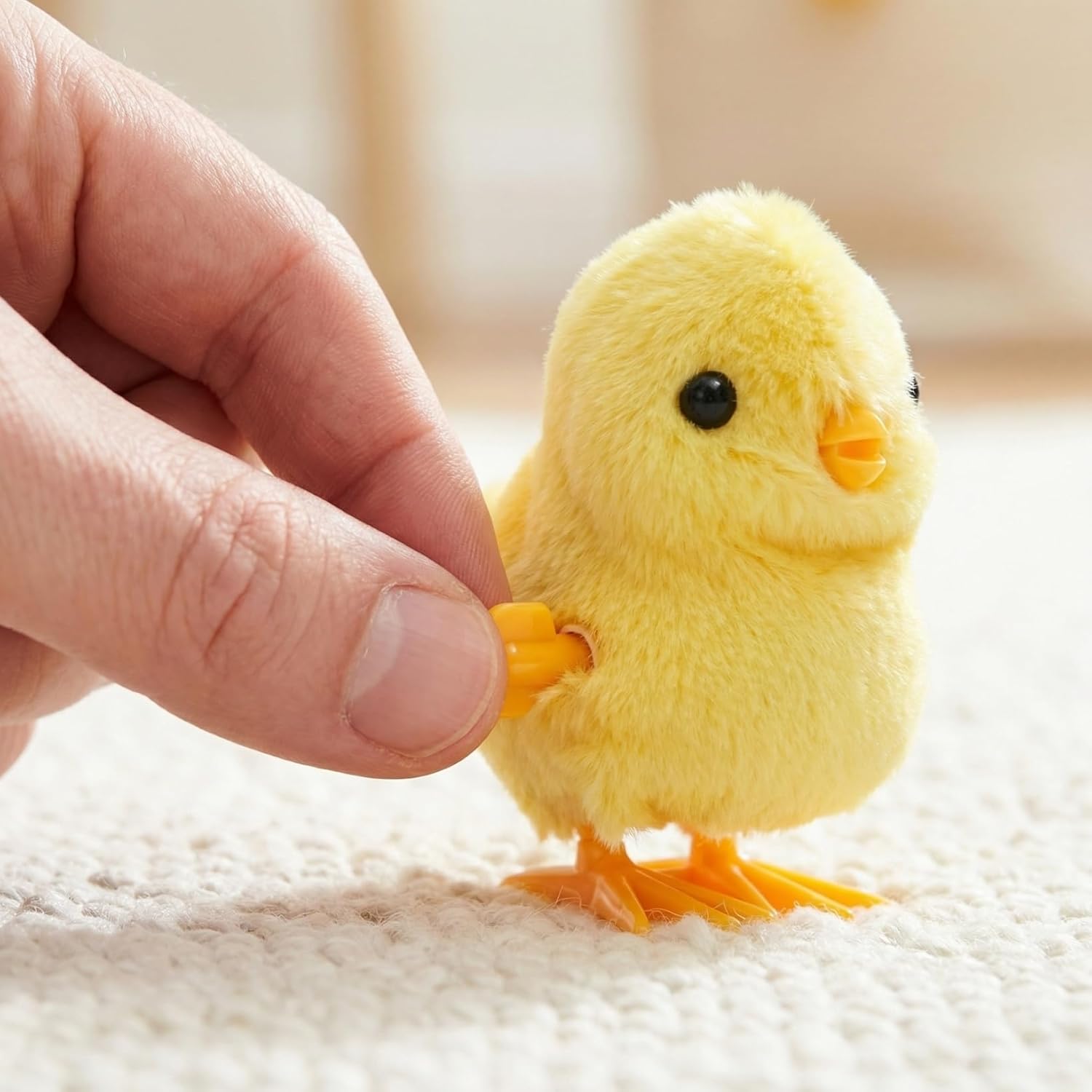 Clockwork Jumping Chicken Wind Up Chicken, 3.54in Simulation Plush Chick Funny Toys, Cute Plush Hopping Chicks Novelty Spring Windup Toys for Kids Toddler Easter Egg