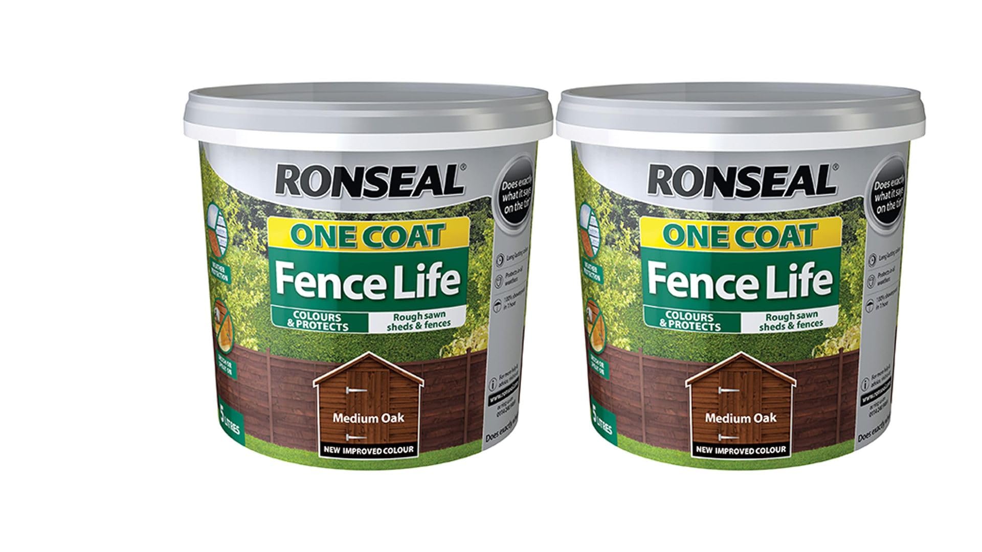 FAB INT PRODUCTS Fence Life Wood Treatment, 2 x 5 litres, One Coat Formula (2X Medium Oak)