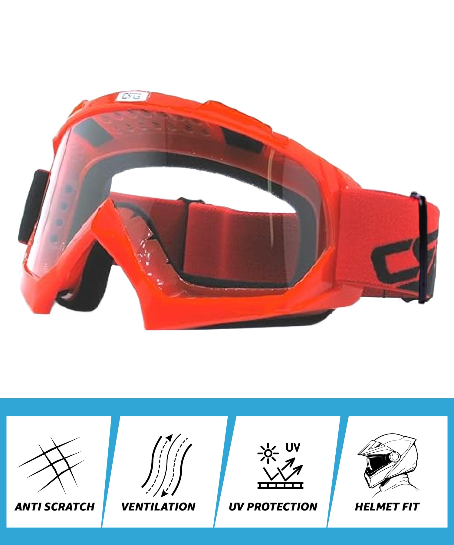 CRG Sports Gafas de motocicleta ATV Dirt Bike Off Road Racing Motocross Gafas para hombres, mujeres y adultos