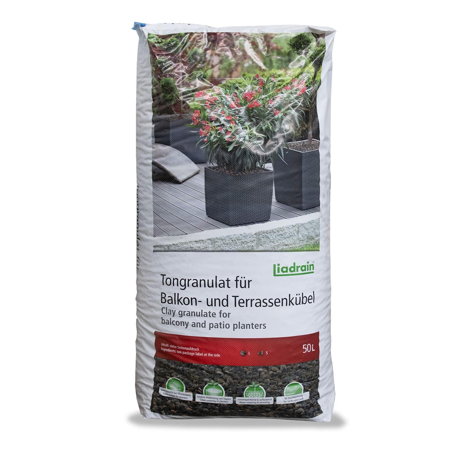PALIGO Liadrain Blähton Gebrochen Tongranulat Ton Kugeln Für Garten Pflanzen Balkon Terrasse Kübel Töpfe Drainage Substrat Fein 4-10mm 50l Sack / 1 Karton