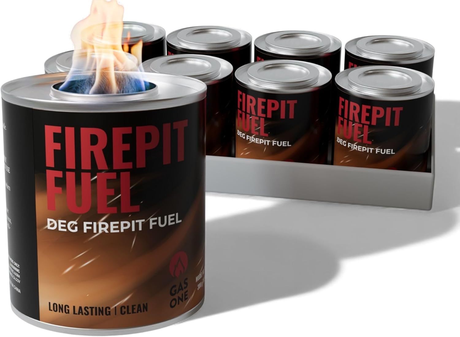 GasOne 8-Pack Firepit Fuel – Safe Wick Fuel for Fire Pit – Portable Fire Pit with 3 Hours Burn Time per Canister - Ideal for Entertaining, Ambiance