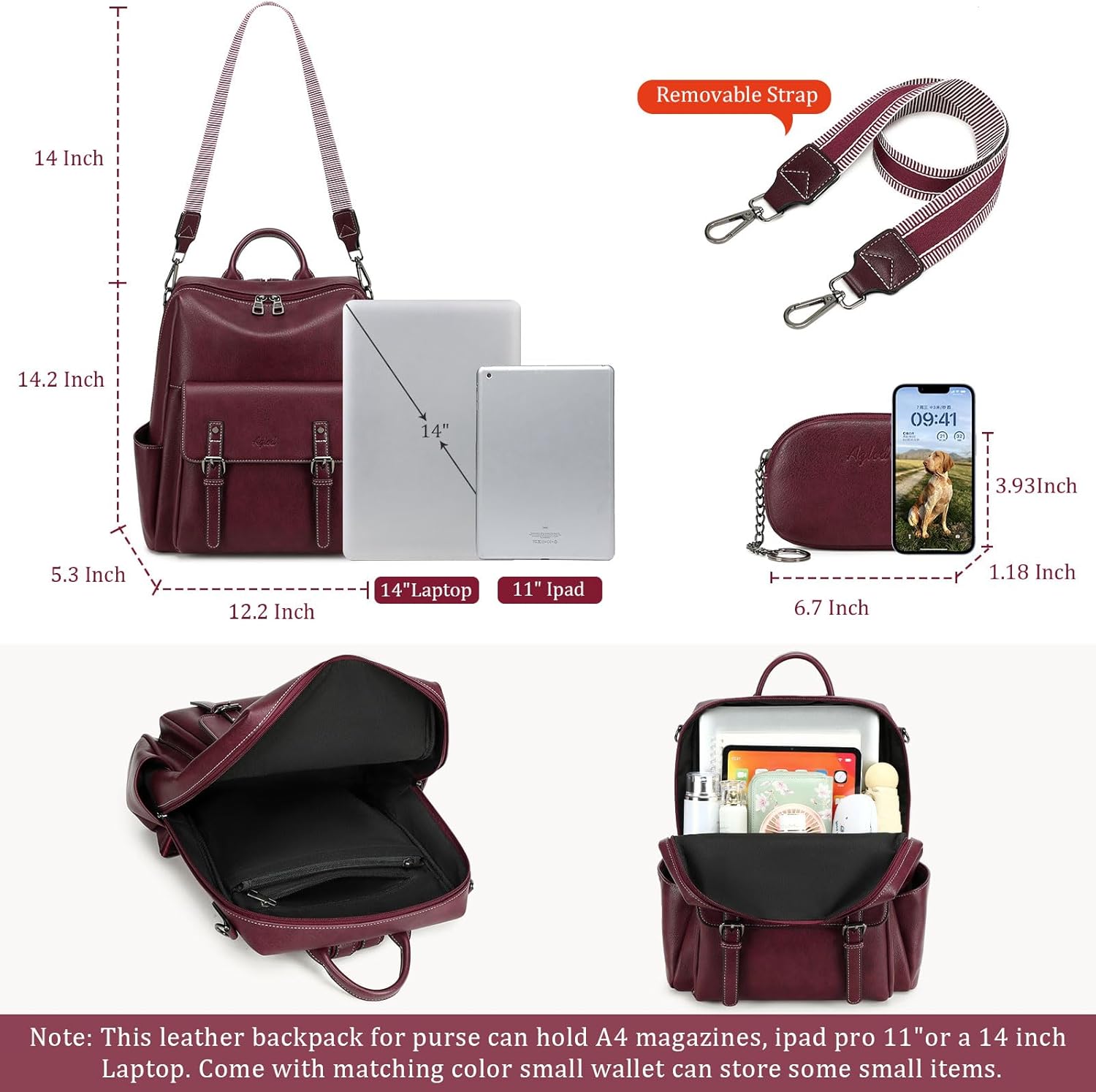 Backpack Purse for Women PU Leather Back Packs Designer Ladies Shoulder Bag Fashion Faux Work Travel Handbags - Image 3